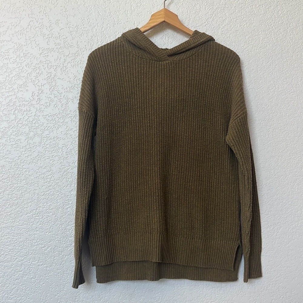Cynthia Rowley Hoodie Sweater Cable Knit Green size Small - Picture 3 of 12